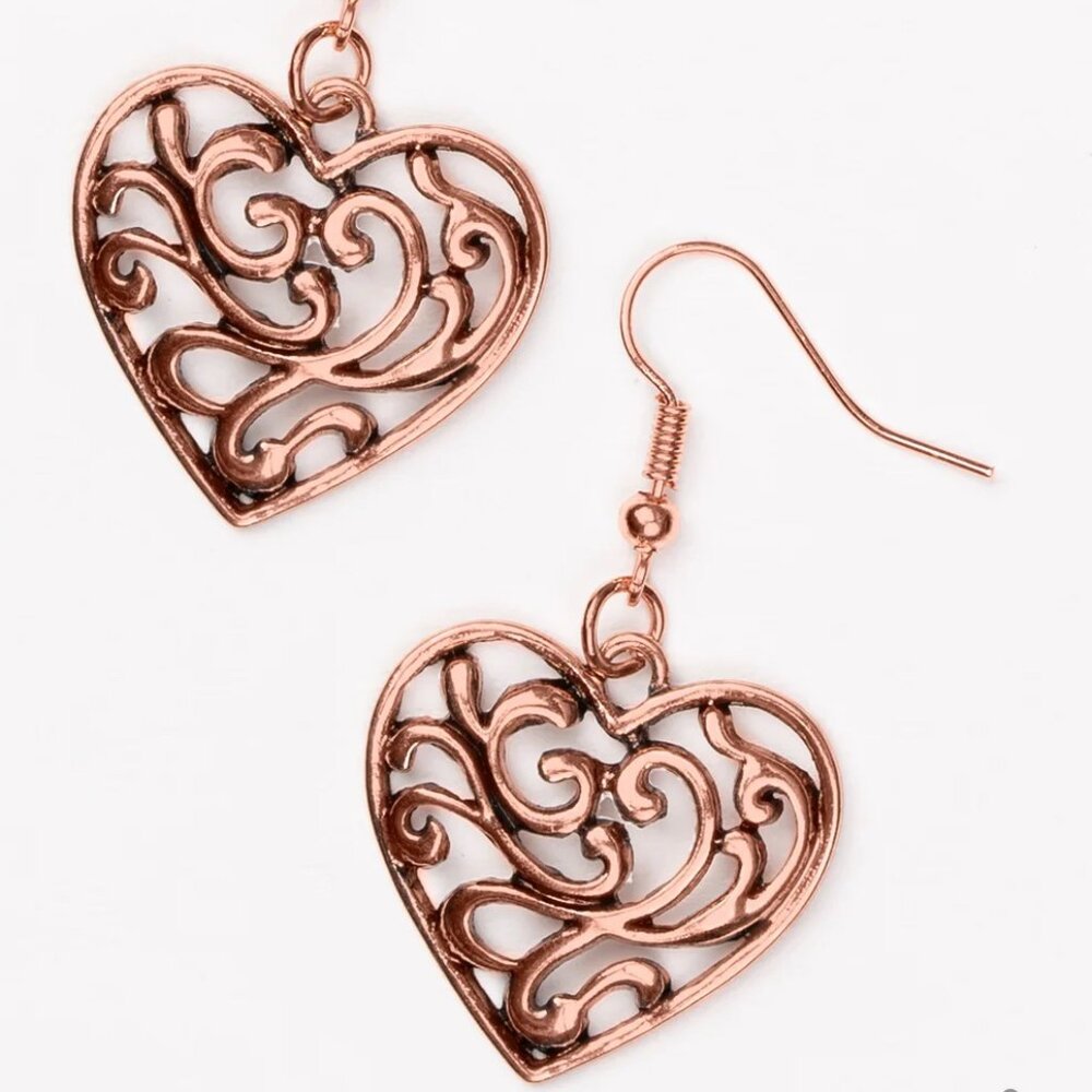 Paparazzi The Truth HEARTS Copper Earrings